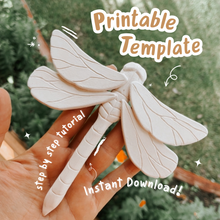 Load image into Gallery viewer, Dragonfly Pottery Template for Slab Building/ 3 Sizes/ Instant PDF Download