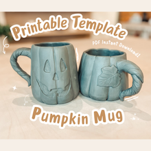 Load image into Gallery viewer, Pottery Templates | Slab Building | Pumpkin Mug | 2 Sizes | Instant PDF Download | Printable
