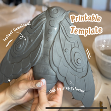 Load image into Gallery viewer, Moth Pottery Template for Slab Building/ 3 Sizes/ Instant PDF Download
